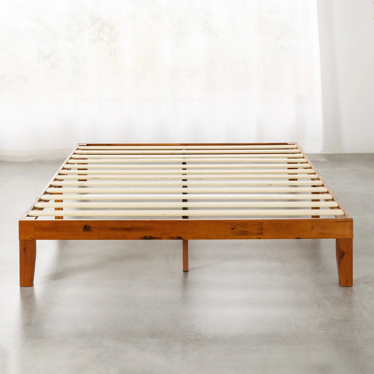 12" Solid Wood Platform Bed with Wooden Slats, Queen, Cherry P3097