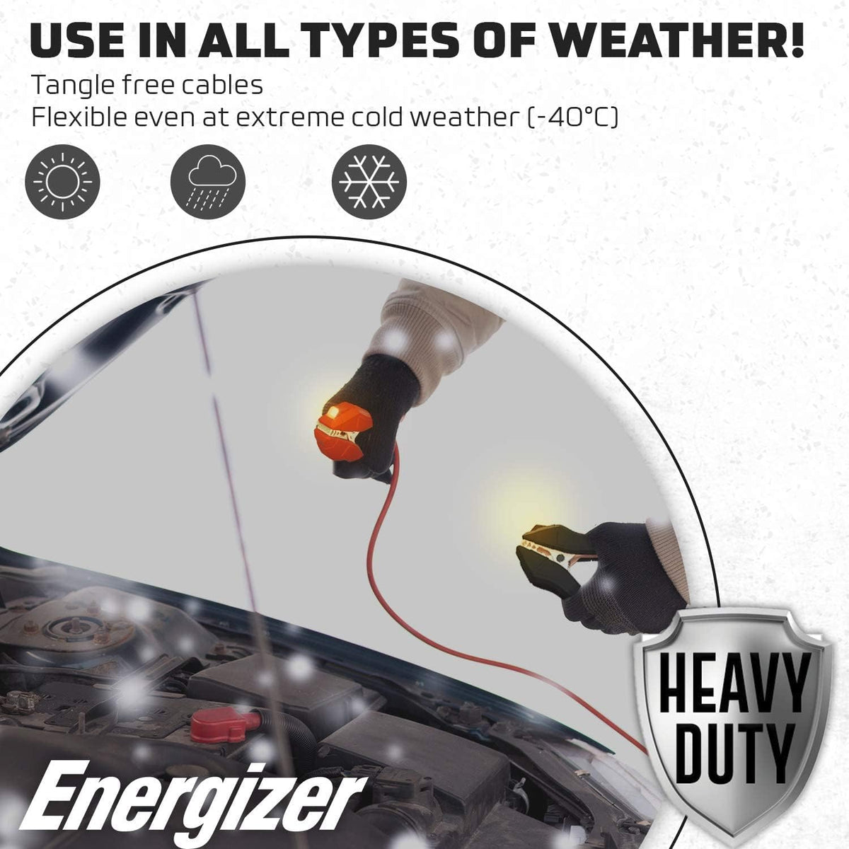 Heavy Duty 25-Feet 2-Gauge Jumper Cables with LED Lights R25418