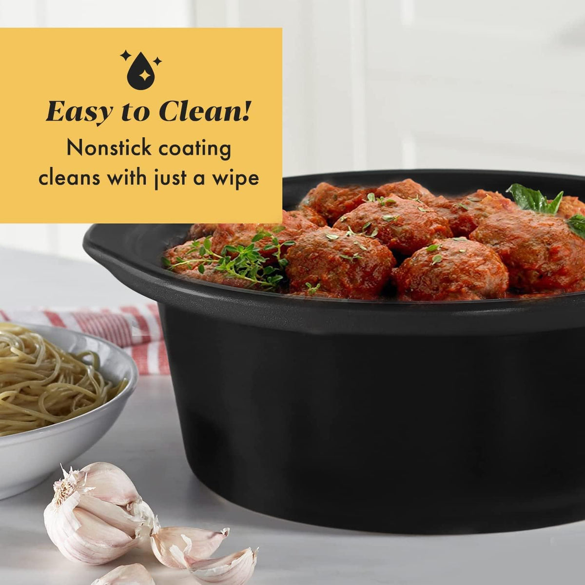 6 Quart Electric Slow Cooker Stainless Steel Y6886