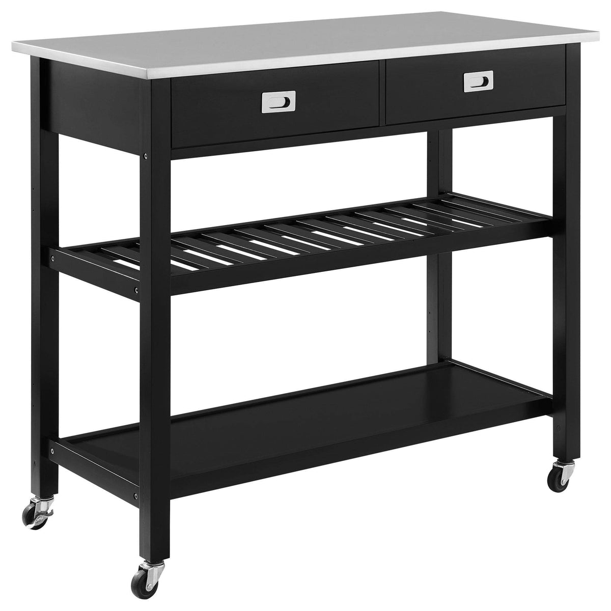 Black Stainless Steel Top Kitchen Island Cart M543
