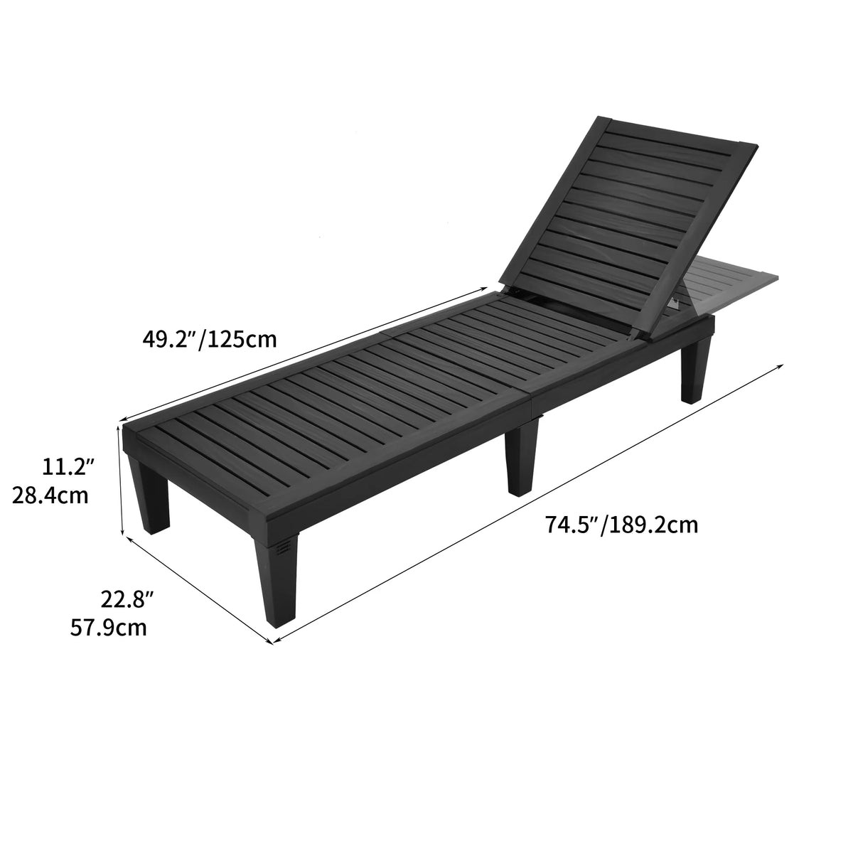 Black Adjustable Outdoor Lounge Chairs Y456