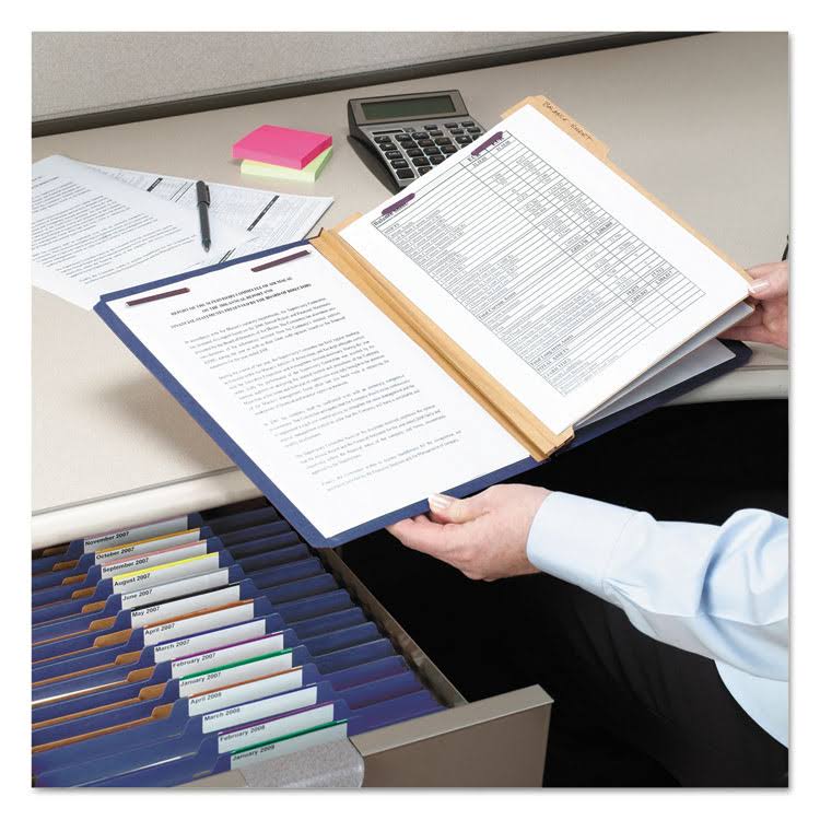 Dark Blue Legal Size Pressboard Classification Folders with Fasteners, 10/Box J2208