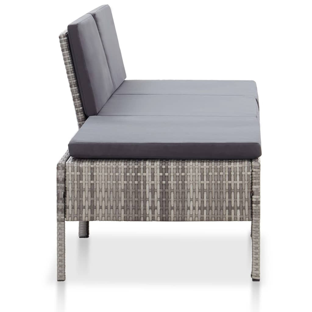 3 Piece Outdoor Sectional Sofa Set with Cushions Poly Rattan Steel Frame M131