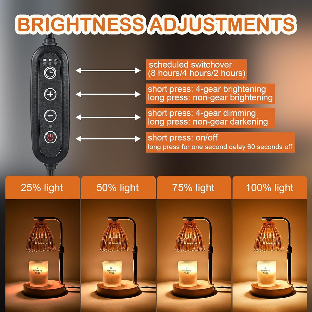 Electric Candle Warmer Lamp with Timer & Dimmer, Glass, Includes 2 Bulbs A8365