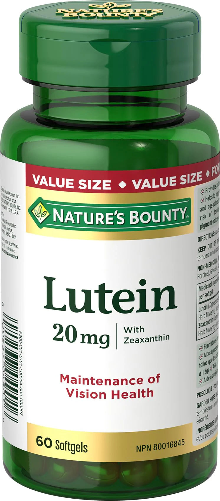 20 mg 60 Softgels Lutein Eye Health Supplements O12181