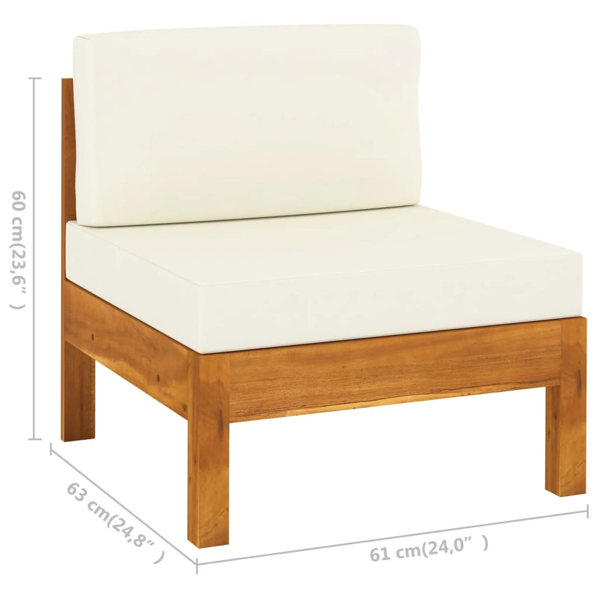 Solid Acacia Wood Sofa with White Cushions O81187