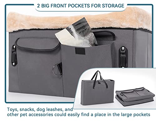 Washable Dog Booster Seat with Carrying Case (Small, Tan) M192
