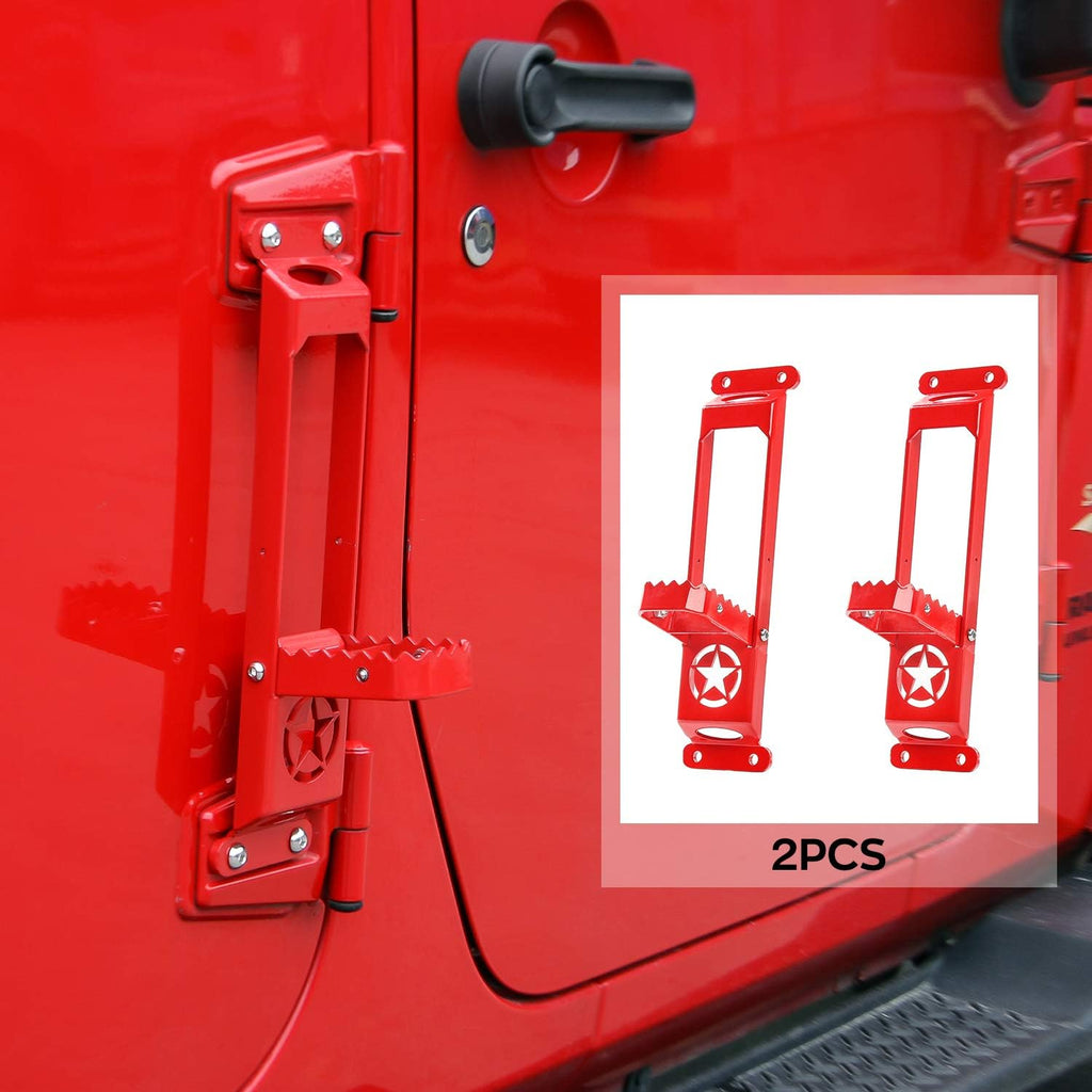 Red Pack of 2 Metal Folding Door Hinge Step Foot Peg O8470