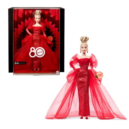 Glittery Red Tulle Gown Doll with Blonde Hair P3533