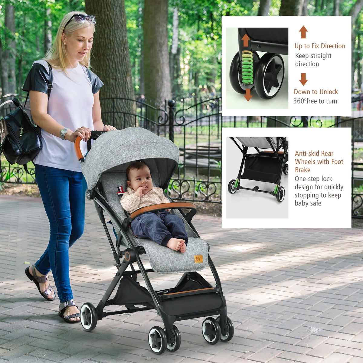 Lightweight Aluminium Baby Stroller with Net J769102