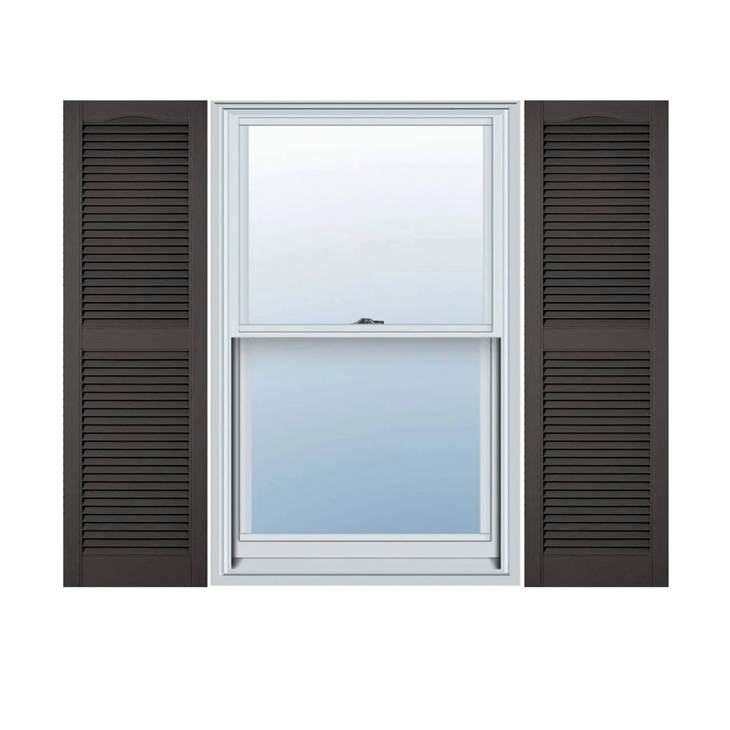 Custom Cathedral Top Center Mullion Open Louver Shutters with Shutter-Loks Per Pair F456318