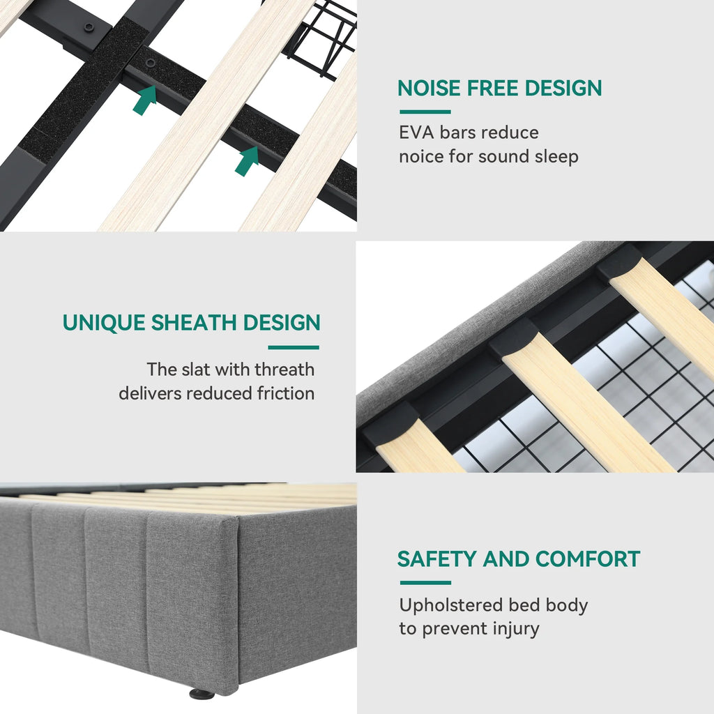 King Size Upholstered Bed Frame with 4 Storage Drawers D25656