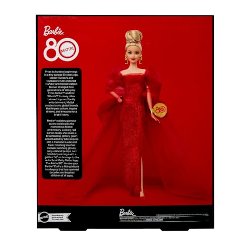 Glittery Red Tulle Gown Doll with Blonde Hair P3533