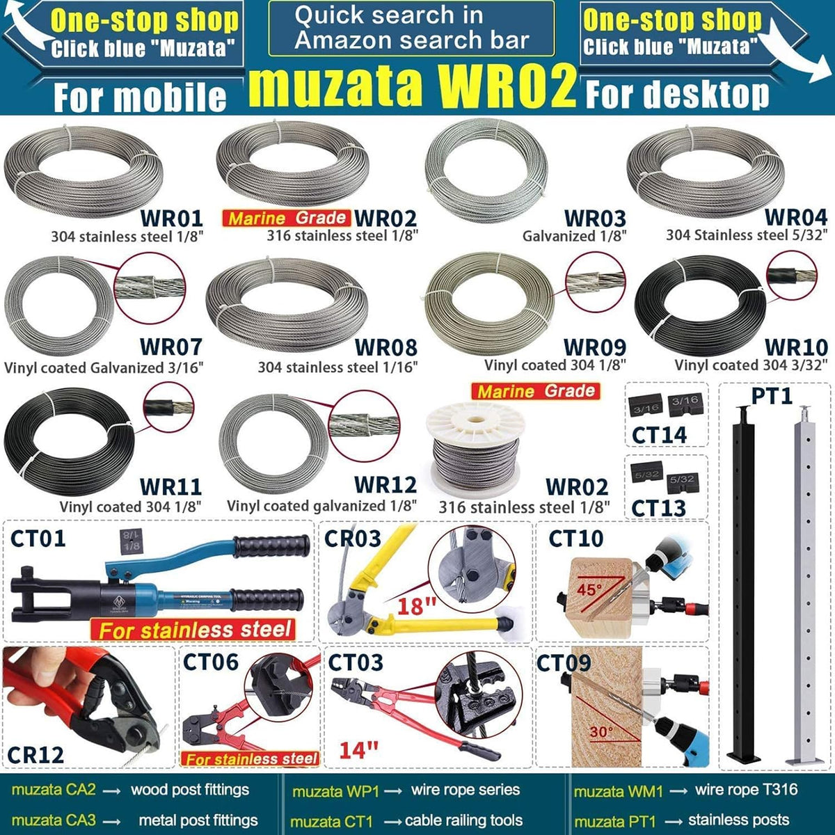 1/8'' Thru 3/16'' Vinyl Coated Wire Rope 7x7 Strand Z77129
