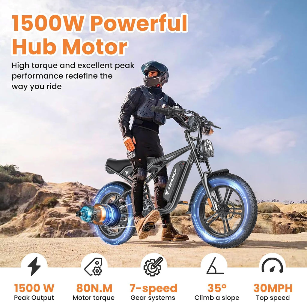 20" Fat Tire 48V 15.6AH Removable Battery Electric Bike U2128