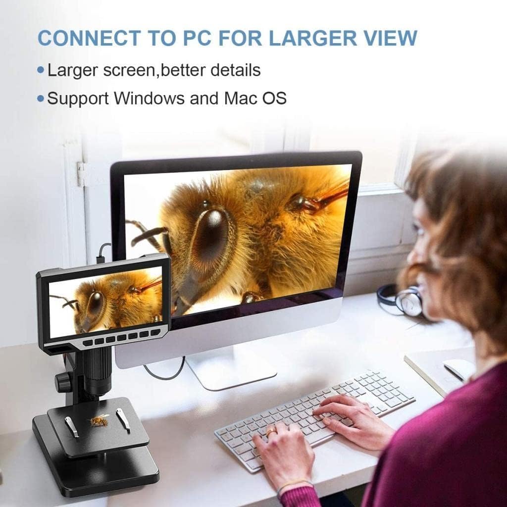 LCD Digital Microscope with 2000X Dual Lens, 7'' IPS Display, 12MP U553820
