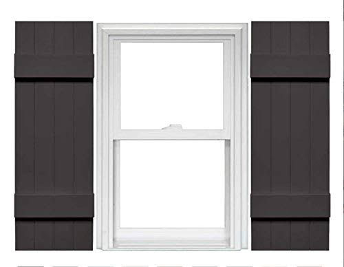 4 Board and Batten Vinyl Shutters 1 Pair 14 x 51 Tuxedo Gray H74402