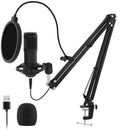 Professional 192KHZ/24Bit Studio Cardioid Condenser Microphone Kit with Sound Card Boom Arm Shock Mount Pop M137