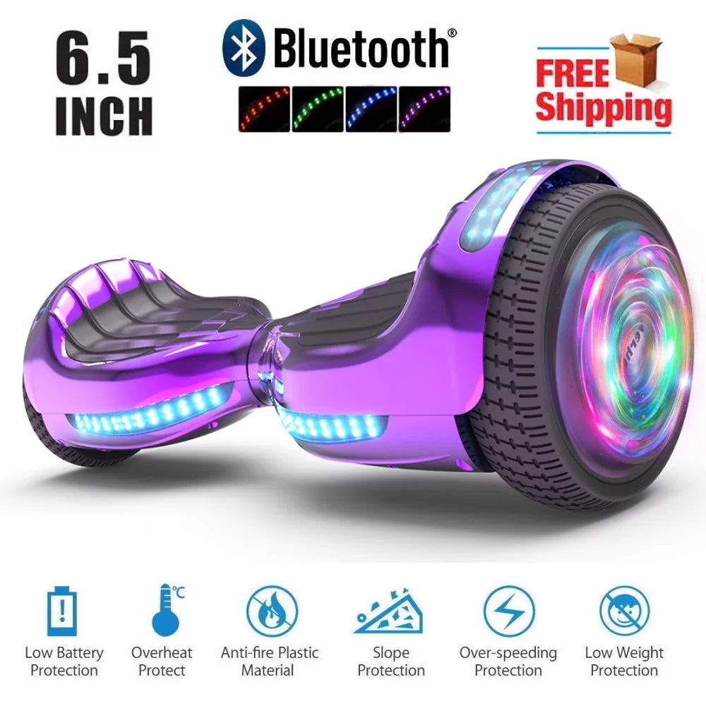 Chrome Purple Self Balancing Hoverboard with LED Light I963251