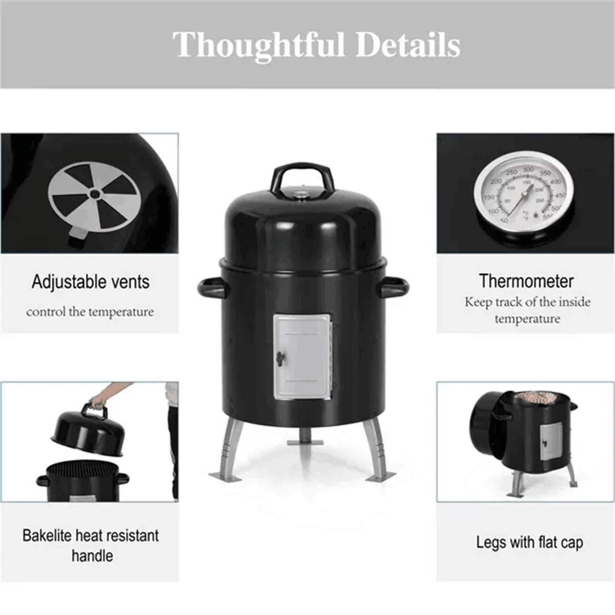 Portable Charcoal Grill & Smoker T5192