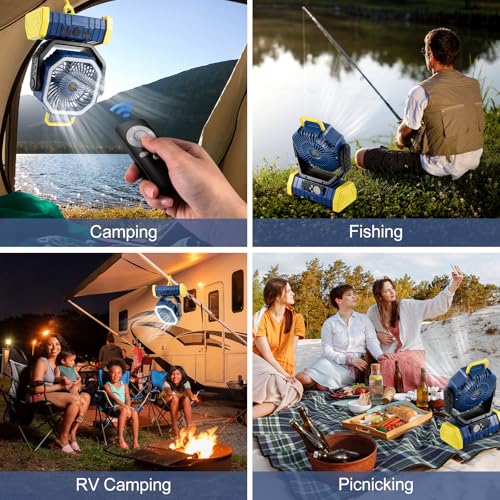 30000mAh Rechargeable Oscillating Camping Fan with LED Lantern C41917
