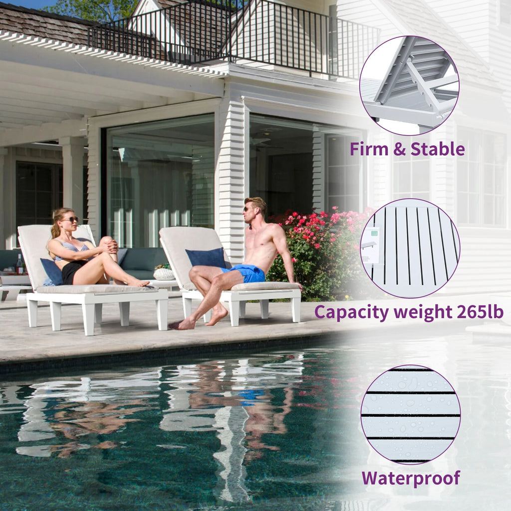 Black Adjustable Outdoor Lounge Chairs Y456