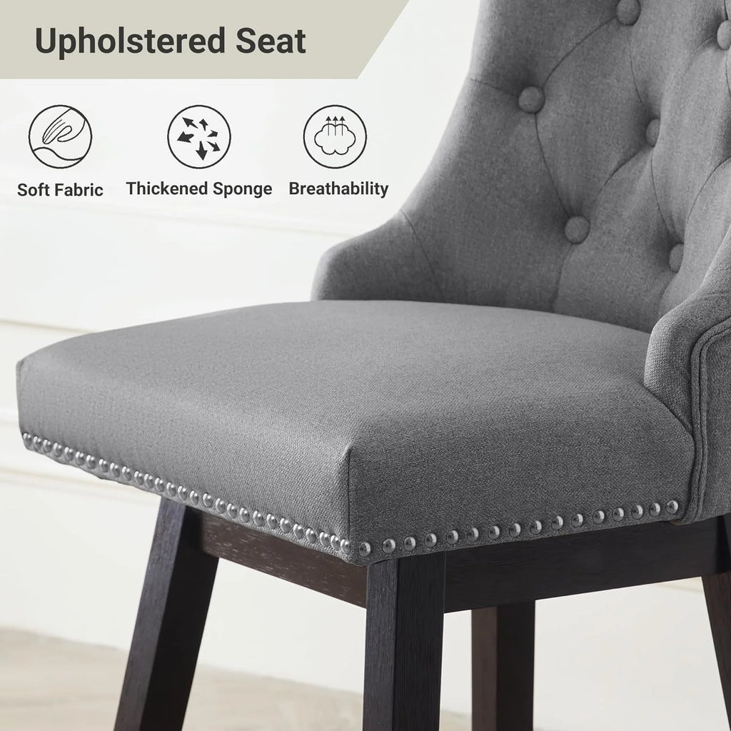 Grey 26” Upholstered Bar Stools Set of 4 with Wood Legs B326