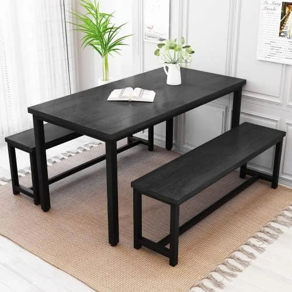 3 Piece Dining Table Set with 2 Benches V786
