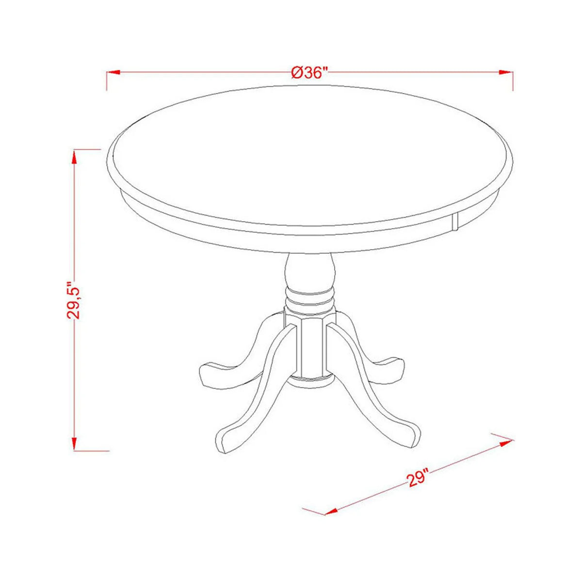 Antique 36" Round Table with Mahogany Finish L155407