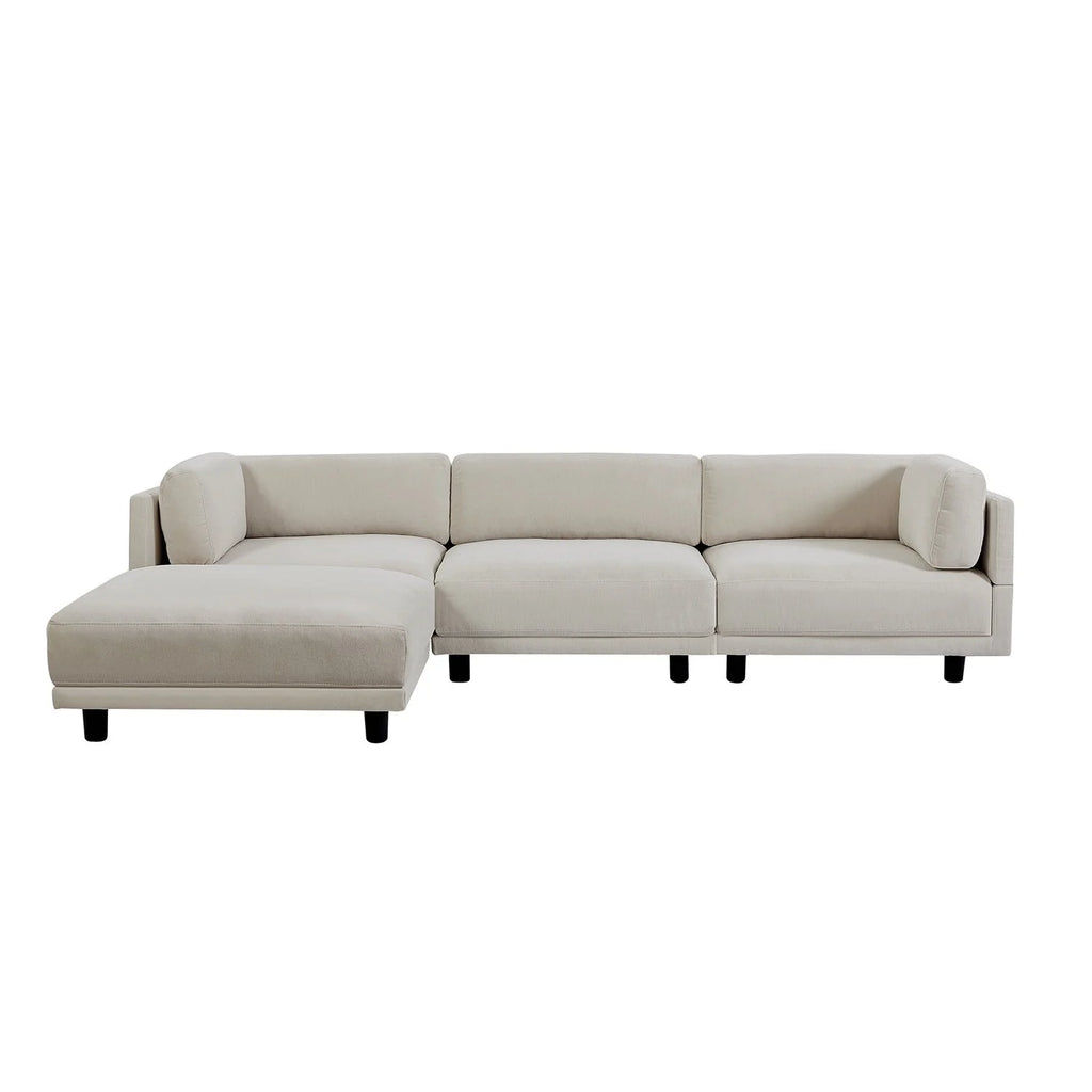 Beige Upholstery Convertible Sectional Sofa with Reversible Chaise D9835
