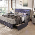 Full Size Upholstered Platform Bed Frame with LED Light Headboard R494