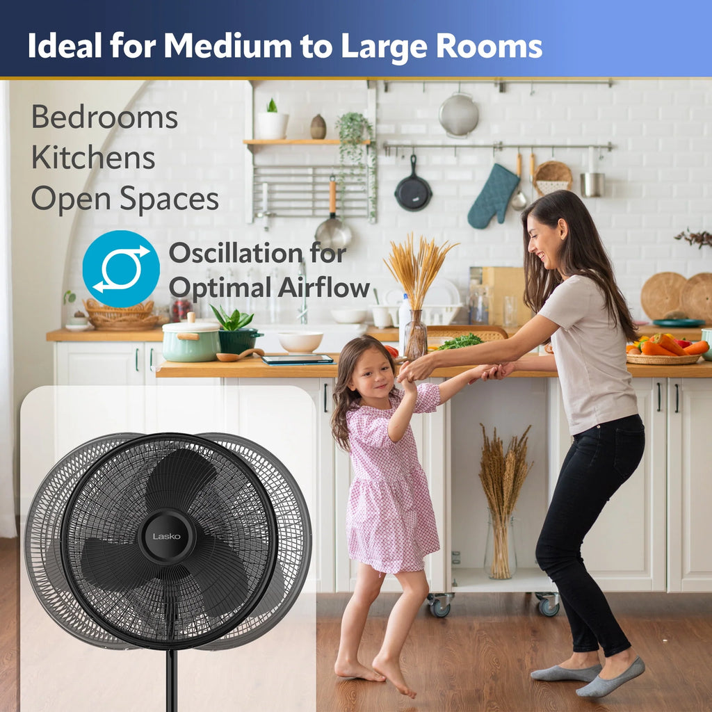 16 Oscillating Adjustable Pedestal Fan with 3-Speeds, Black P4912