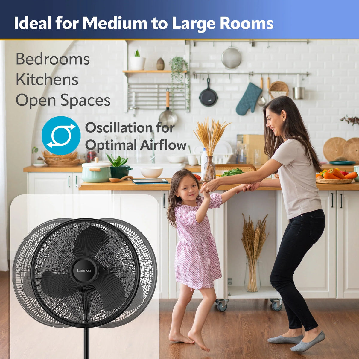 16 Oscillating Adjustable Pedestal Fan with 3-Speeds, Black P4912