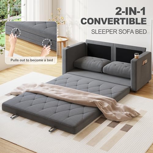 Beige 3-in-1 Full Size Pull Out Sleeper Sofa M4930