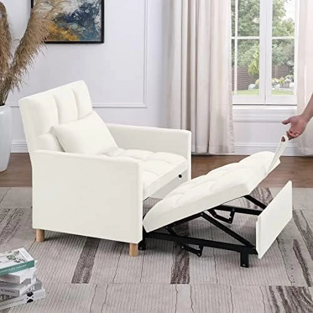Convertible Chair Sleeper Velvet Adjustable Single Sofa Bed with Lumbar R844806