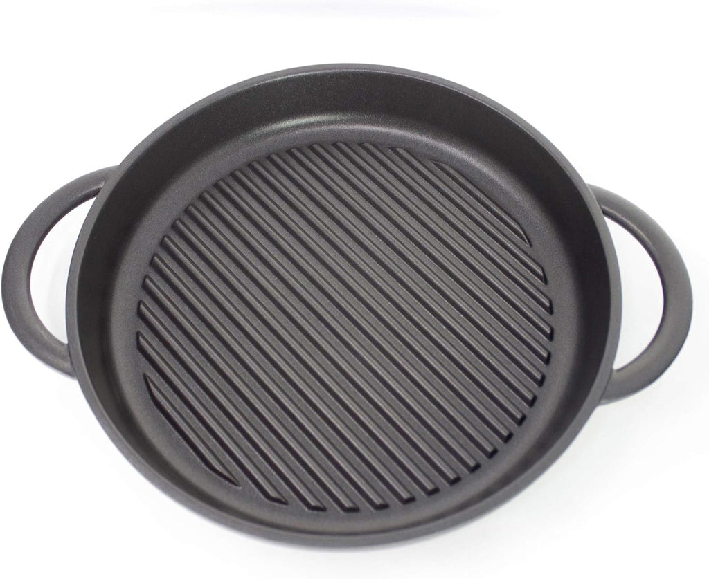 Cast Aluminium Griddle Pan with Glass Lid, 10.6 Diameter, Non-Stick W392