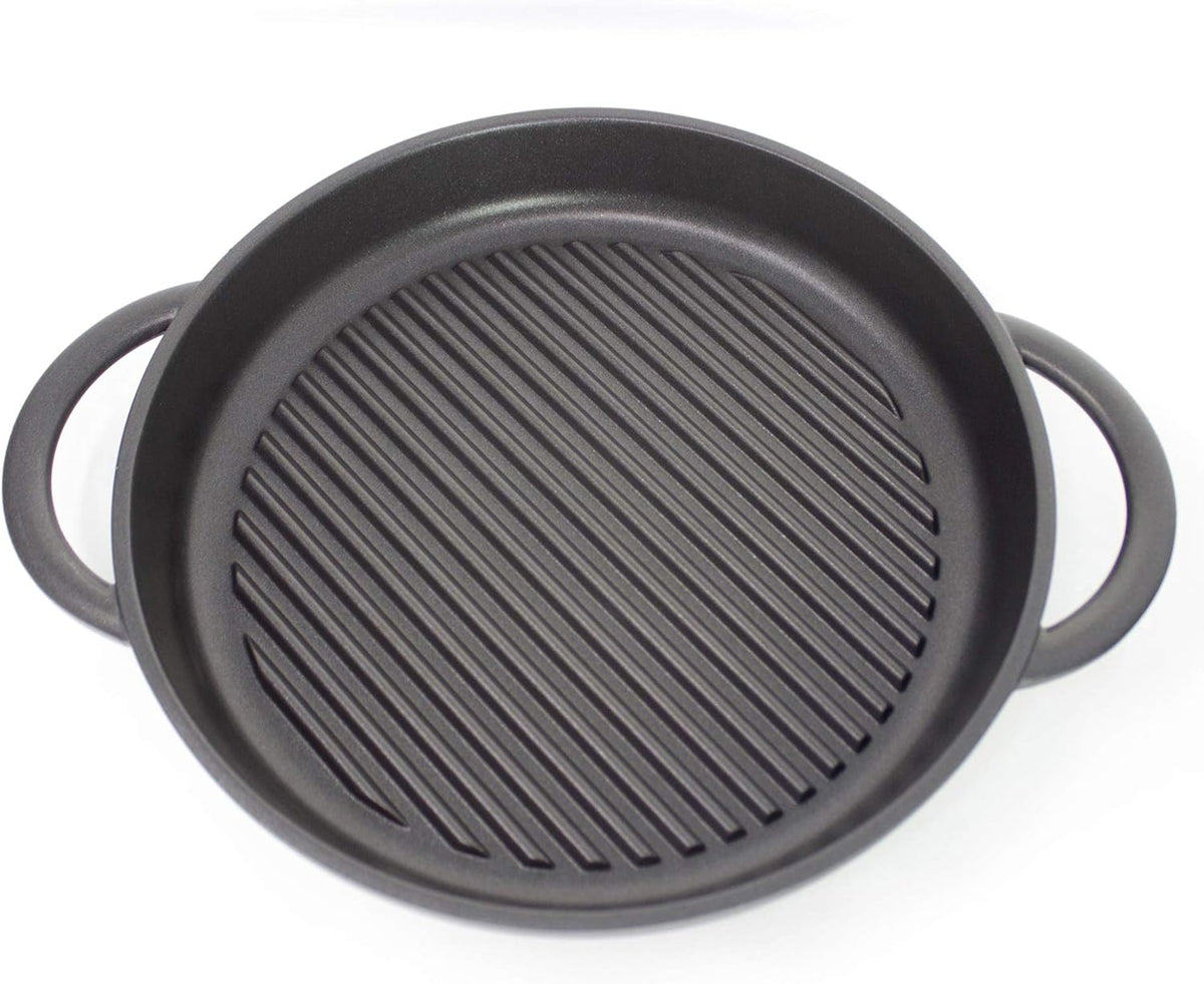 Cast Aluminium Griddle Pan with Glass Lid, 10.6 Diameter, Non-Stick W392