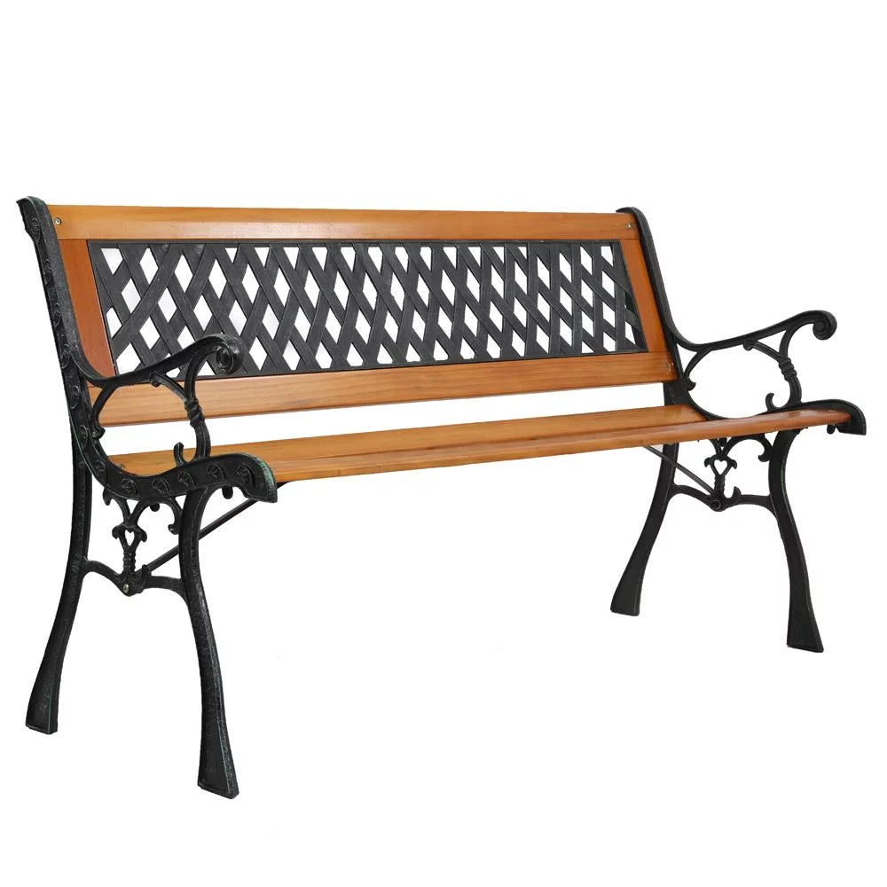 49" Rust Resistant Hardwood Cast Iron Park Bench Y852