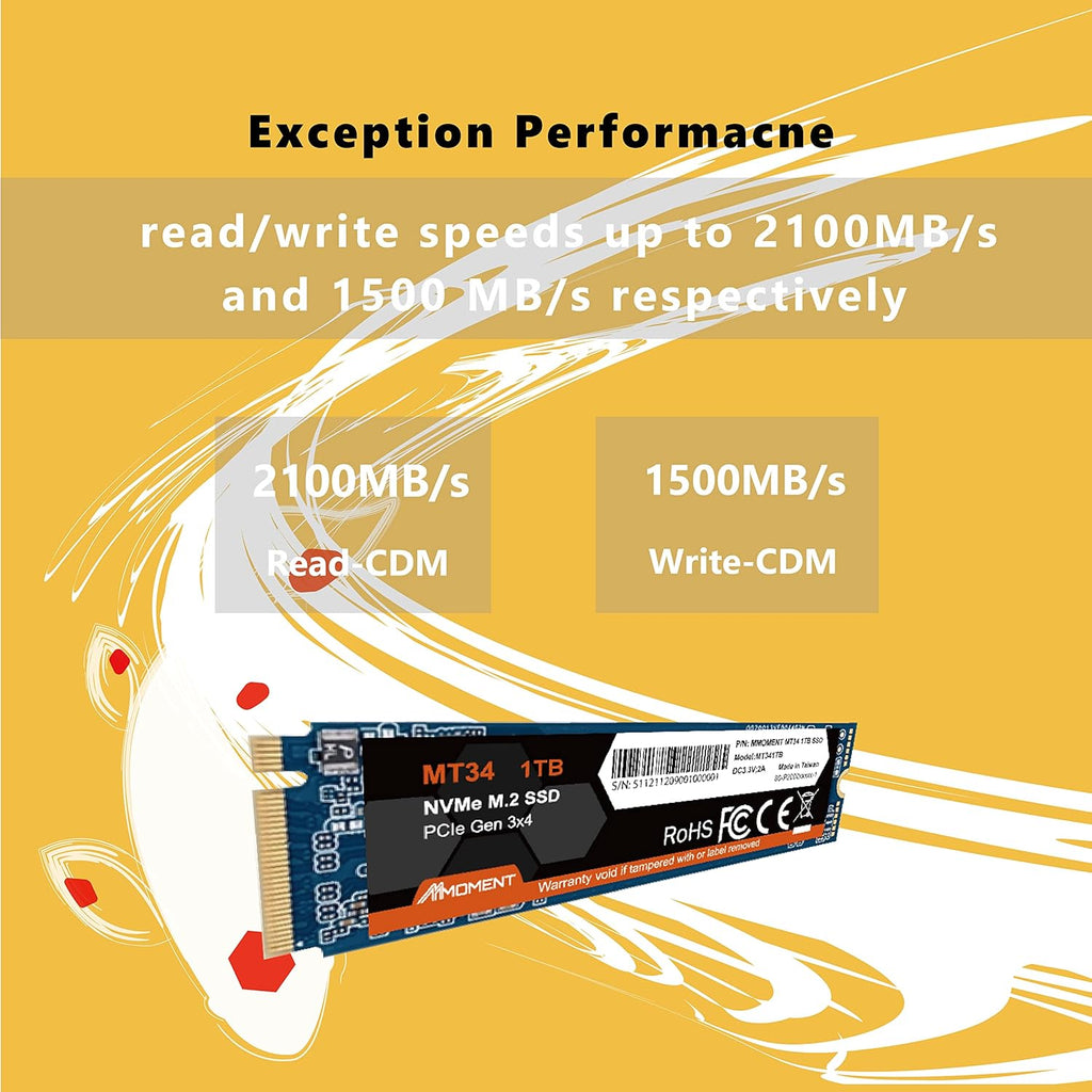 1TB NVMe M.2 2280 PCIe Gen 3x4 Internal Solid State Drive V5489