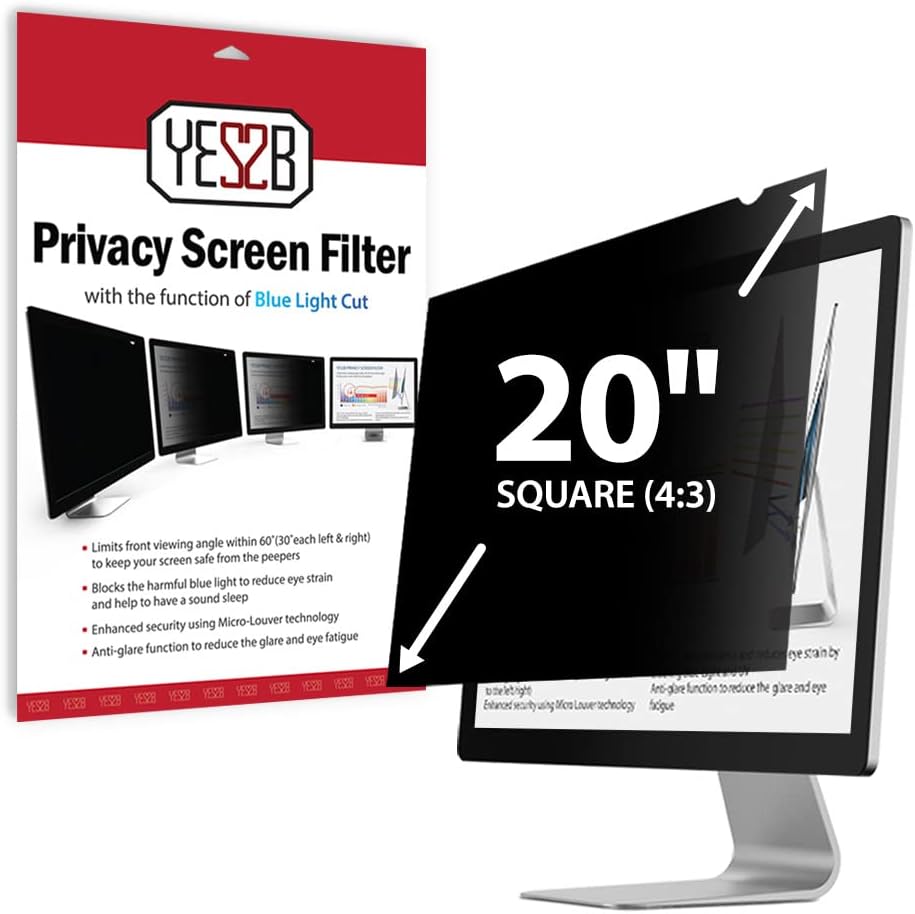 20 Inch Monitor Privacy Screen Filter for 4:3 Widescreen Display, Pack of 2 Y171