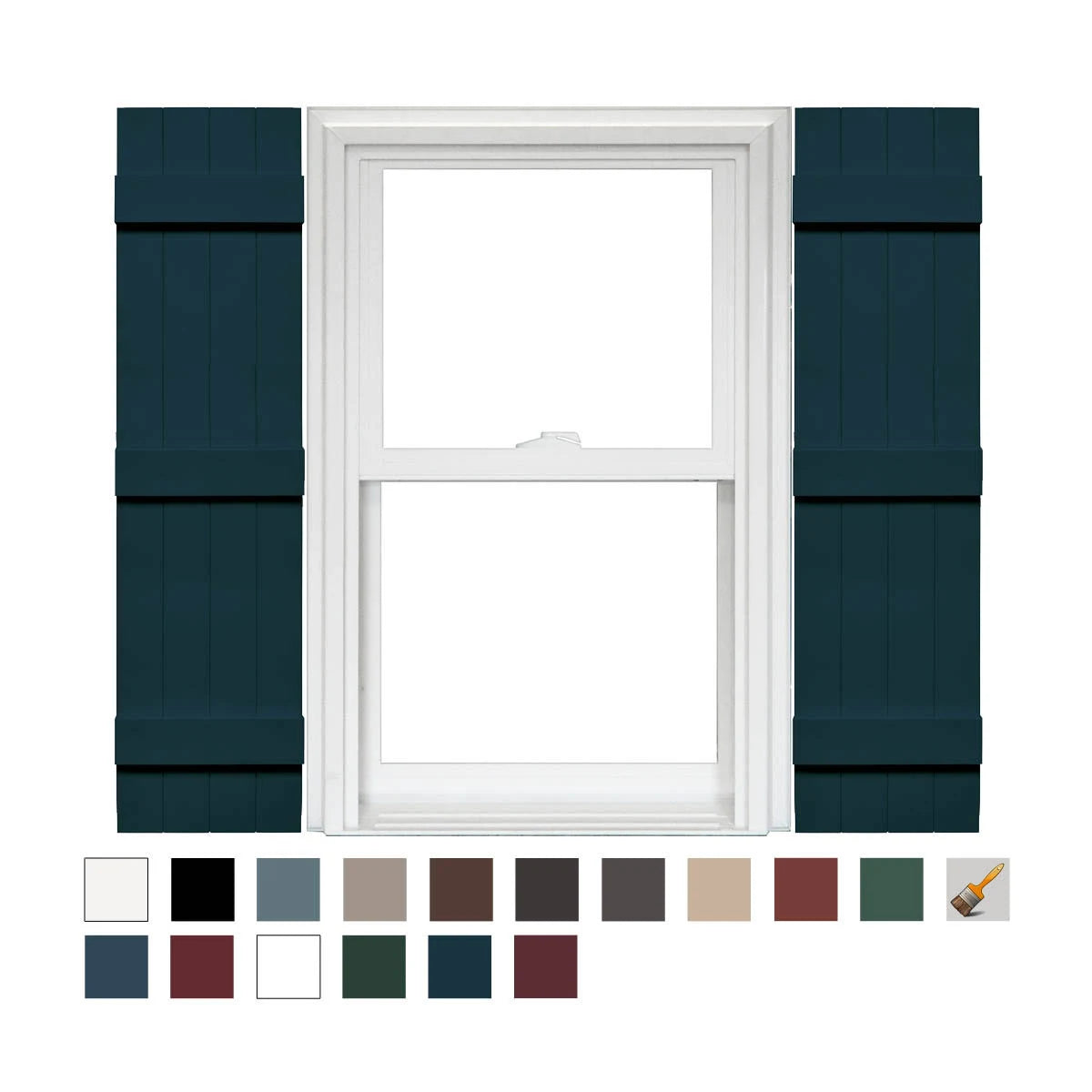 4 Board and Batten Joined Vinyl Shutters (1 Pair) 14 x 55 Midnight Blue A35489