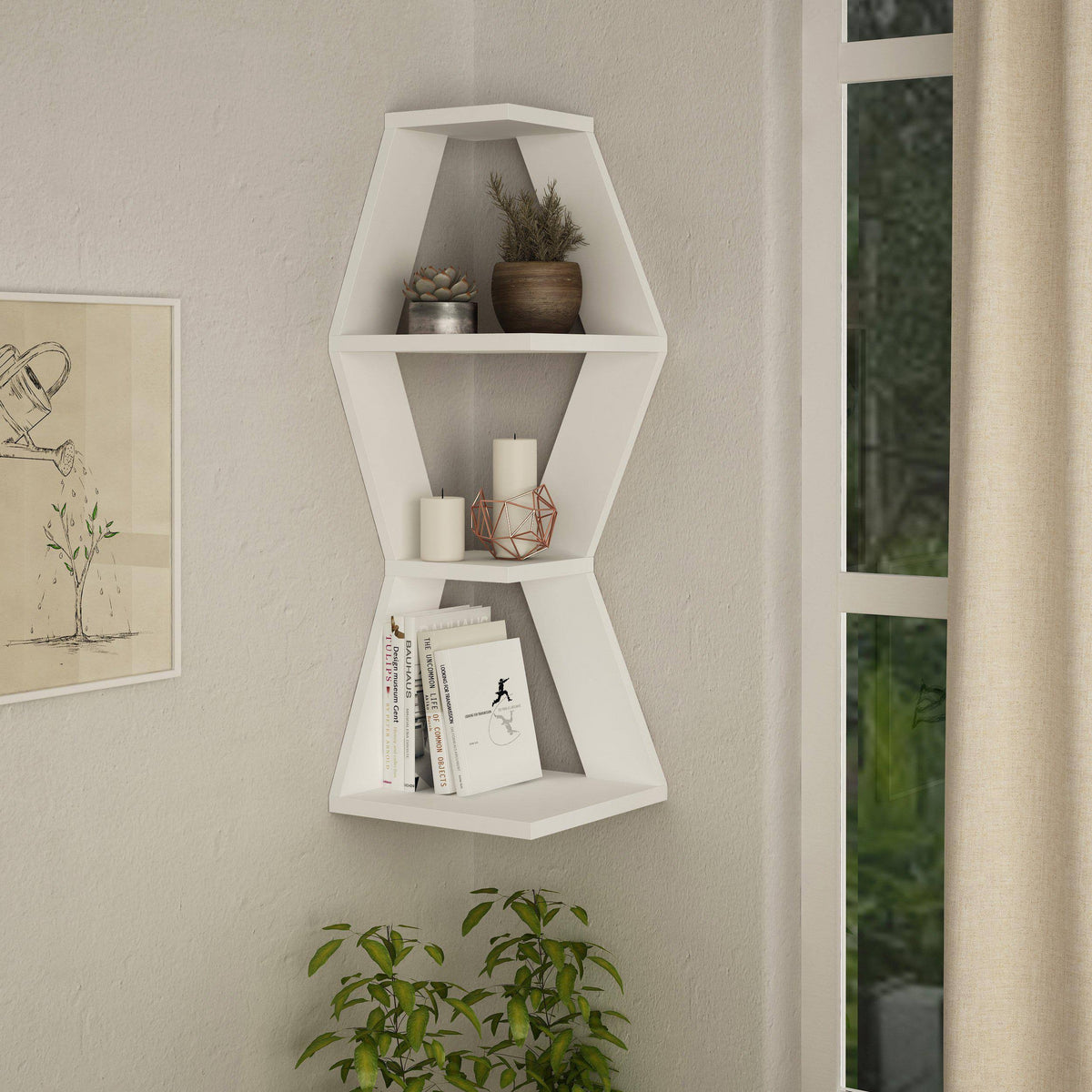 Modern Corner Wall Shelf Light Mocha D82917