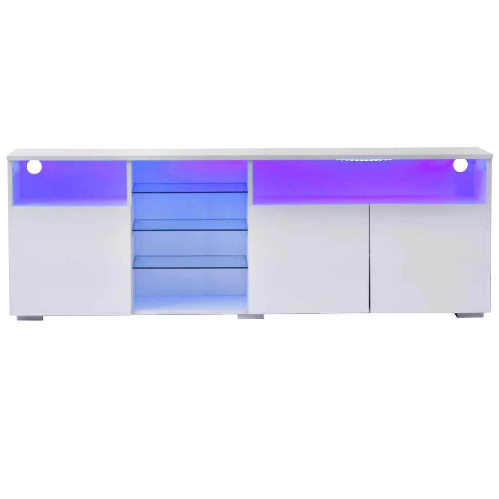 White High Gloss TV Cabinet with LED Lights Y6886