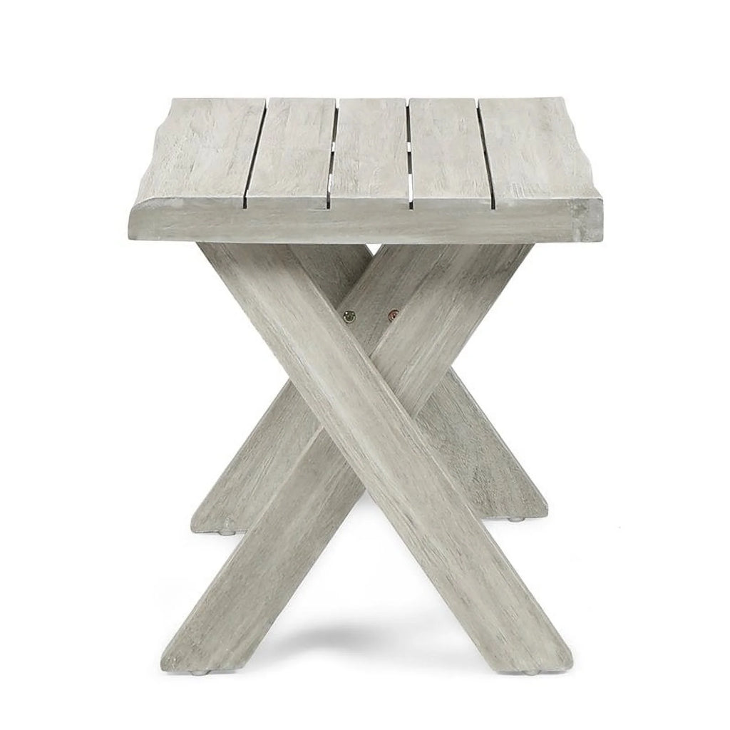 Light Gray Acacia Wood Outdoor Side Table U3165