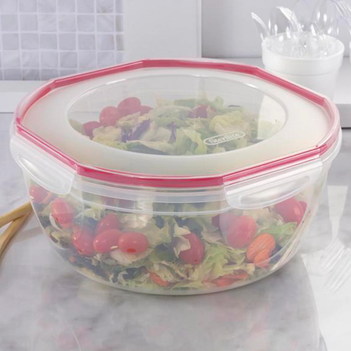 8.10 Quart Plastic Food Storage Bowl Container, 2 Pack T86374