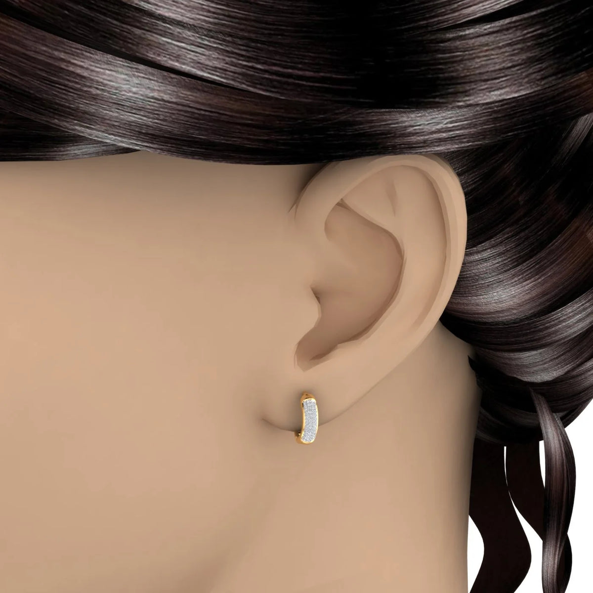 10K Yellow Gold Diamond Huggies Hoop Earrings L678685
