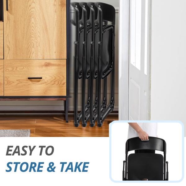 Black 4 Pack Plastic Stackable Folding Chair U96622
