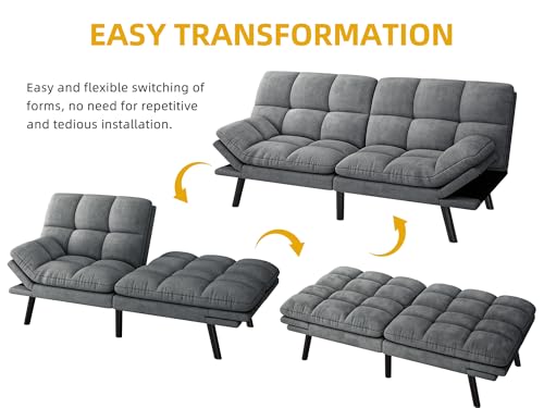 Grey Convertible Futon Sofa Bed A934709