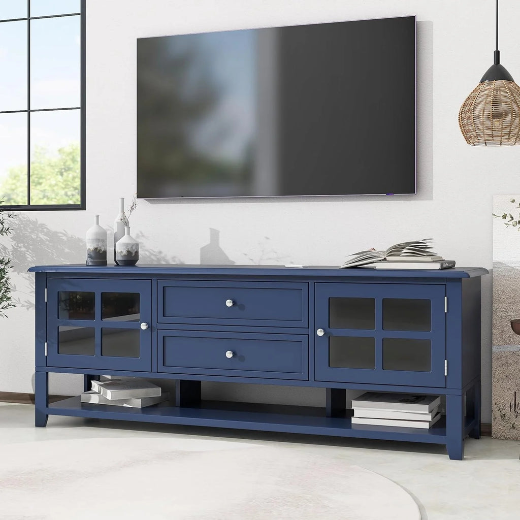 Blue TV Stand with 2 Drawers and Doors S98000