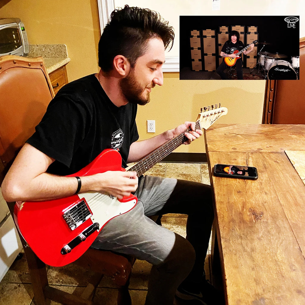 Black Electric Guitar with Amp, Case, and Cable U1437